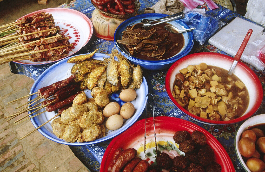 Food at morning market. Luang Prabang, Laos