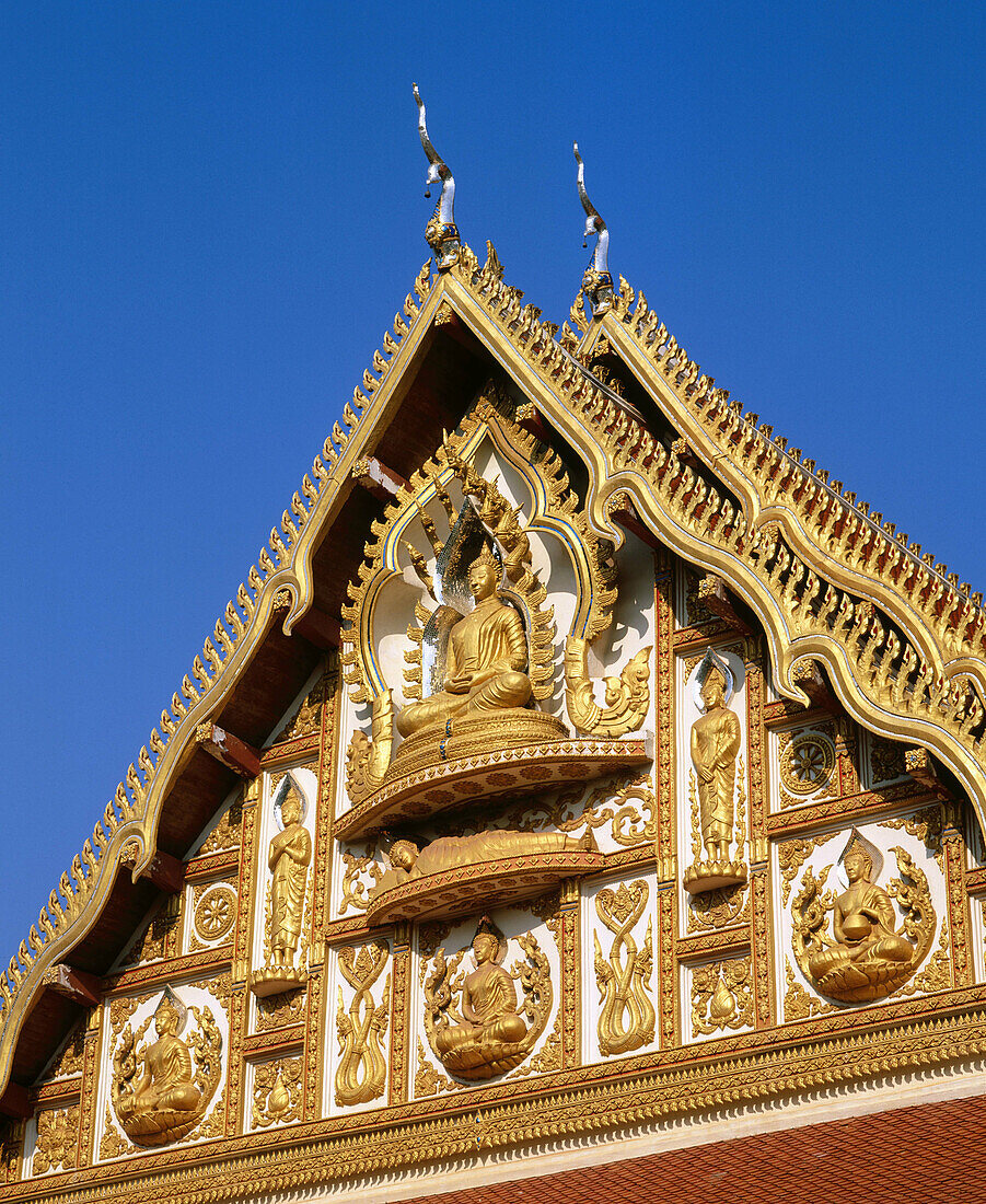 Detail of Buddhist temple. Vientiane. Laos
