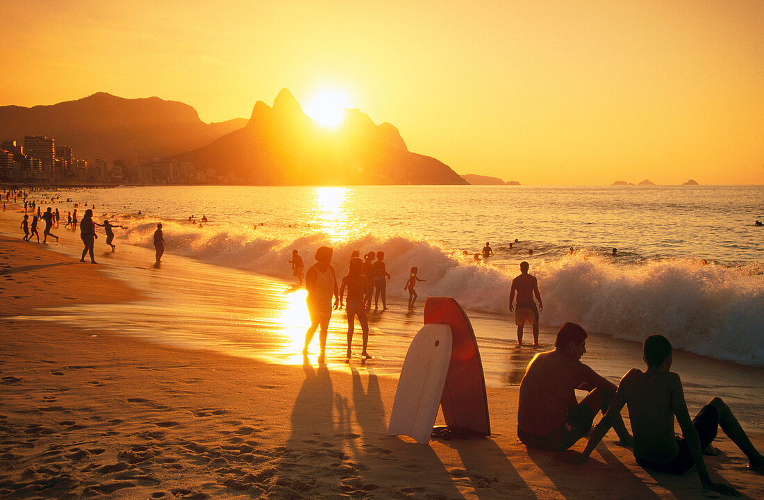 Sunset over Ipanema Beach. Rio de Janeiro. Brazil