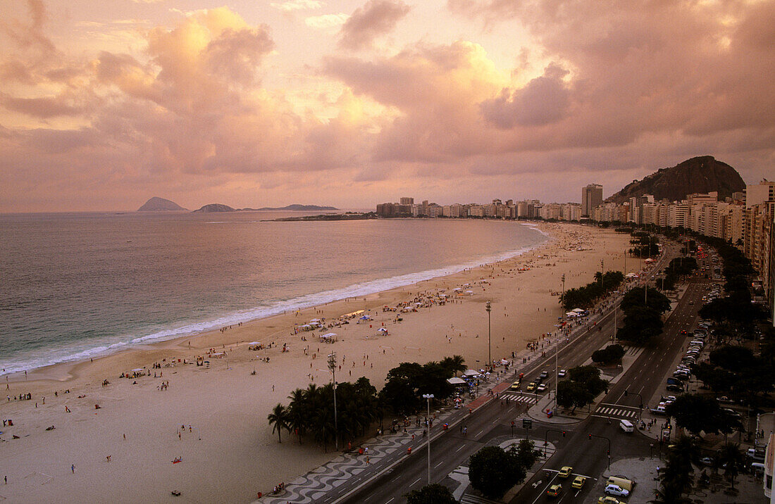 Atlantica Avenue and Copacabana Beach. Rio de Janeiro. Brazil