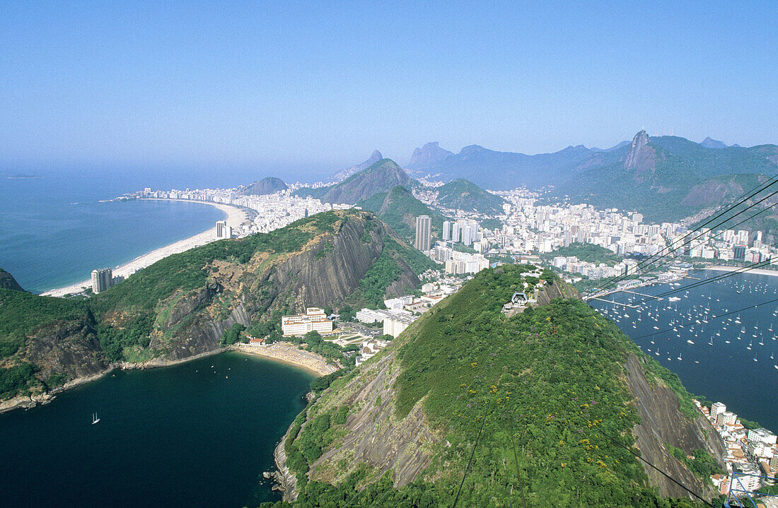 View of Rio de Janeiro. Copacabana Beach at the background. Brazil