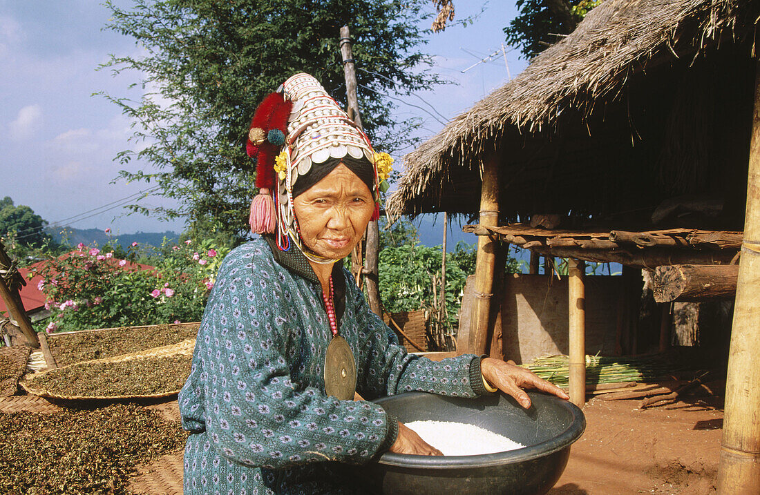 Akha woman. Akha Hilltribe. Golden triangle. Chiang Rai. Thailand