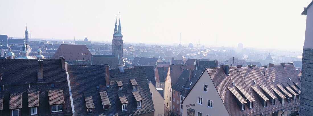 Old town. View from the castle. Nuremberg. Franconia. Bavaria. Germany