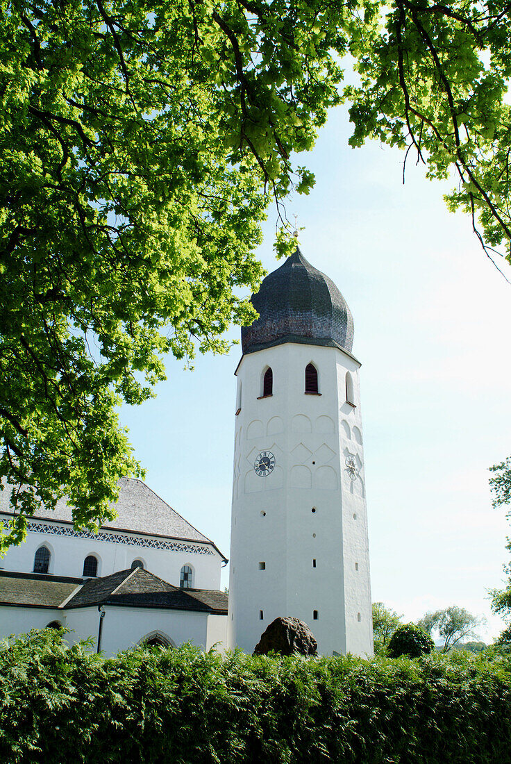 Church of the abbey of the Benedictine nuns on Fraueninsel ( Womens Island ). Chiemgau, Bavaria. Germany