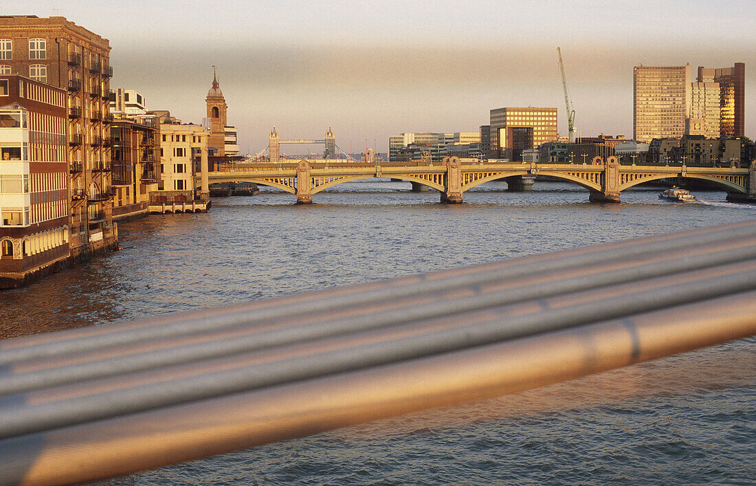 View from the Millennium Bridge to Tower Bridge, London, UK