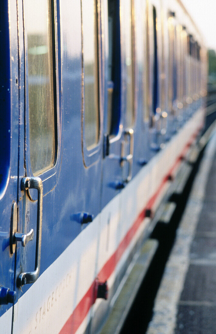 Train on platform, England