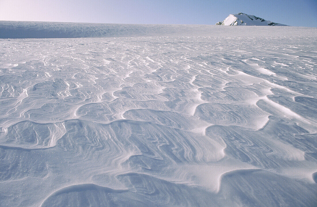 Wind waves on snow. Garden of Eden, Southern Alps. New Zealand.