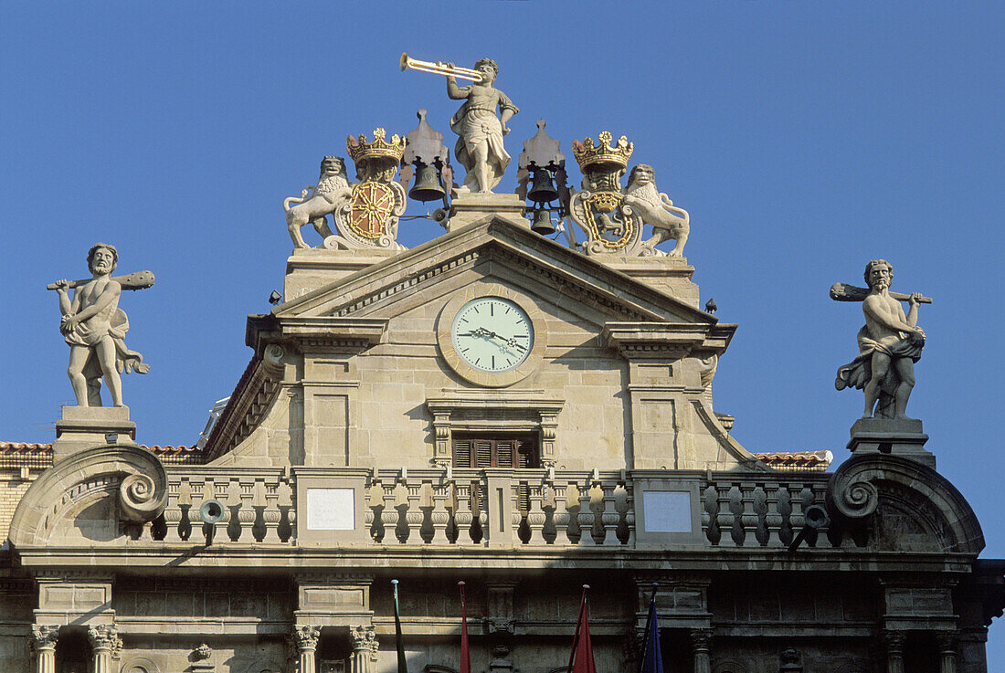 Detail of Town Hall. Pamplona. Spain