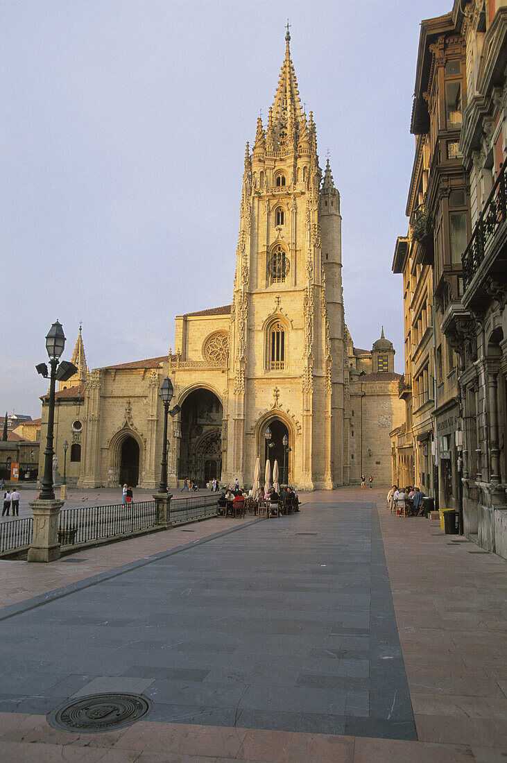 Cathedral at Plaza de Alfonso II el Casto. Oviedo. Asturias. Spain