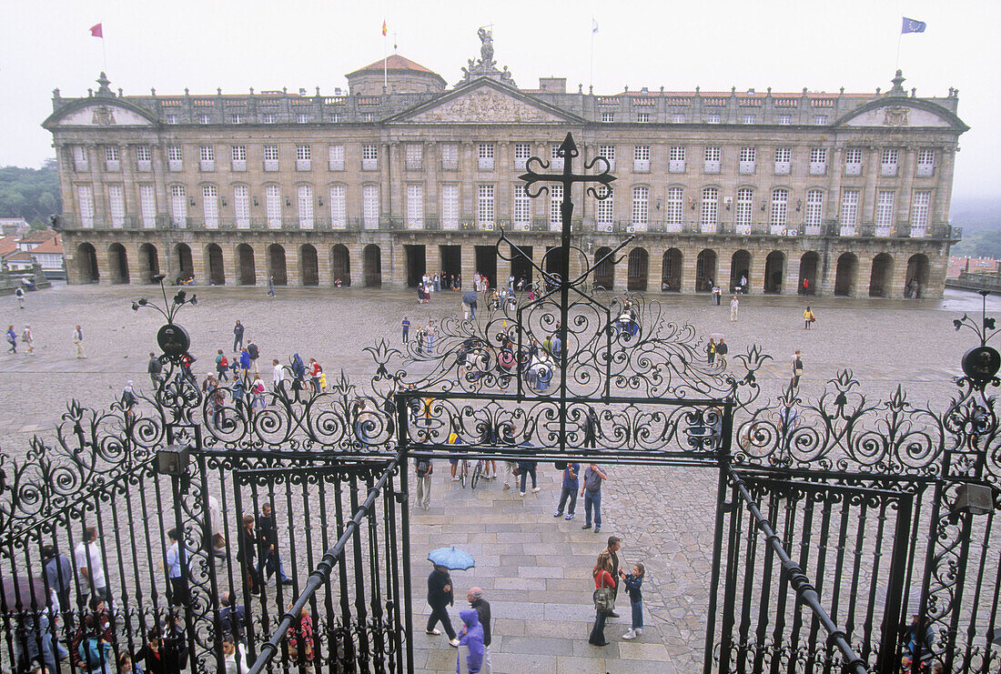 Plaza del Obradoiro and Rajoy Palace. Santiago de Compostela. La Coruña province, Galicia. Spain