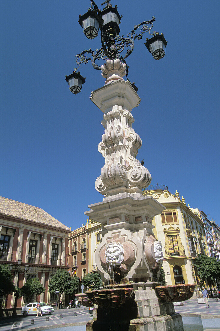 Fountain in square. Seville. Spain