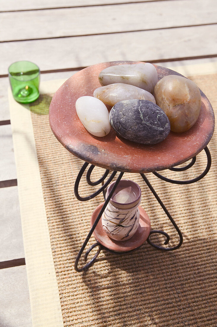 Rocks for body massage in an outdoor spa