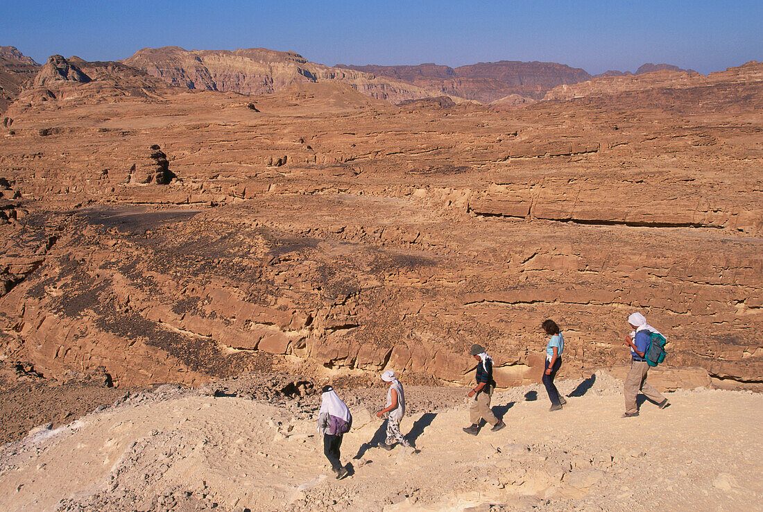 Hikers in Coloured Canyon, Sinai, Egypt, Africa