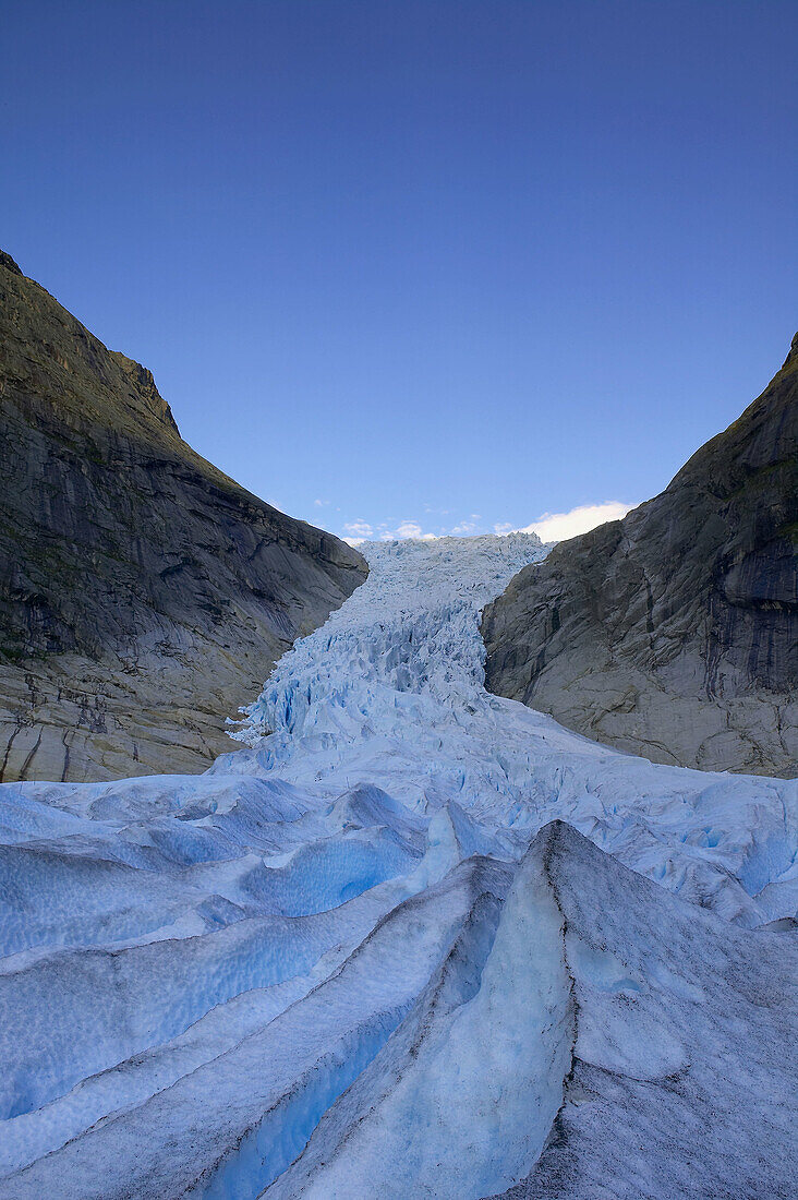 Blue ice, Glacier Briksdalsbreen, Jostedalsbreen NP, Sogn og Fjordane, Norway, Scandinavia, Europe.