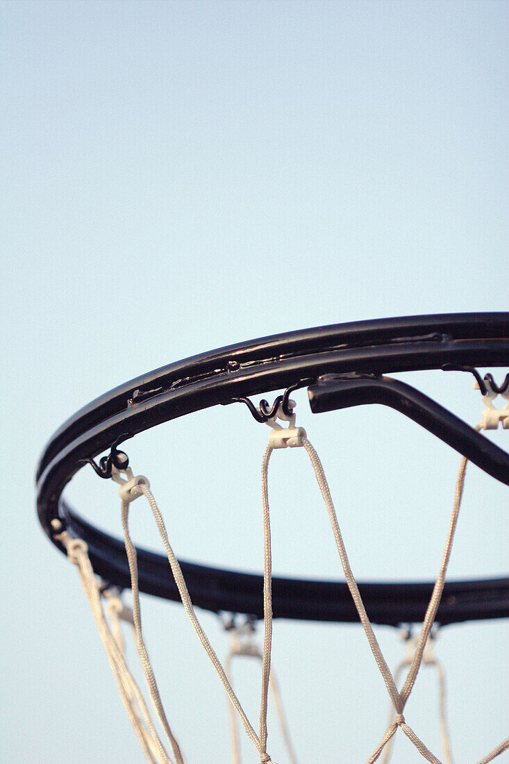  Basket, Basketball, Baskets, Blue, Blue sky, Close up, Close-up, Closeup, Color, Colour, Contemporary, Detail, Details, Exterior, Hoop, Hoops, Net, Nets, Outdoor, Outdoors, Outside, Skies, Sky, Sport, Sports, G96-408012, agefotostock 