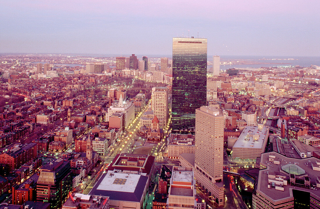 Back Bay and downtown at night, Boston, Massachusetts, USA