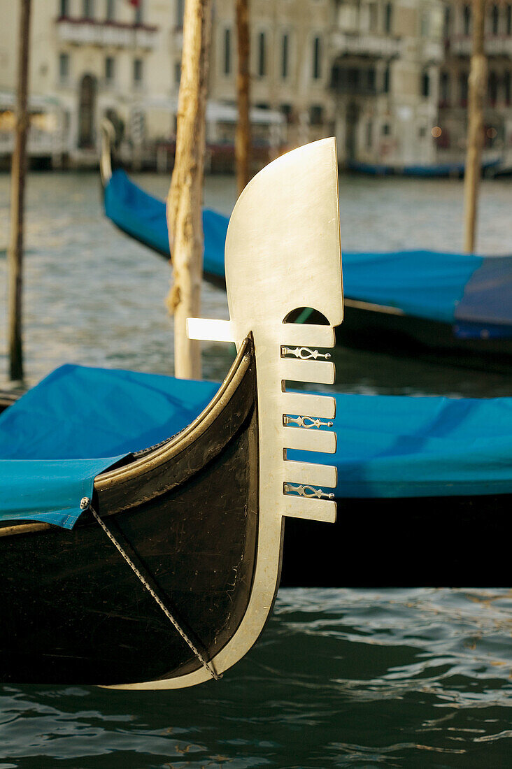Gondola prow detail, Venice. Veneto, Italy