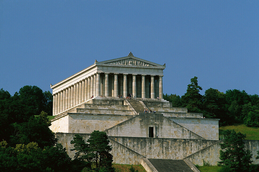 The Walhalla, 19th century greek-style temple, near Regensburg. Bavaria. Germany