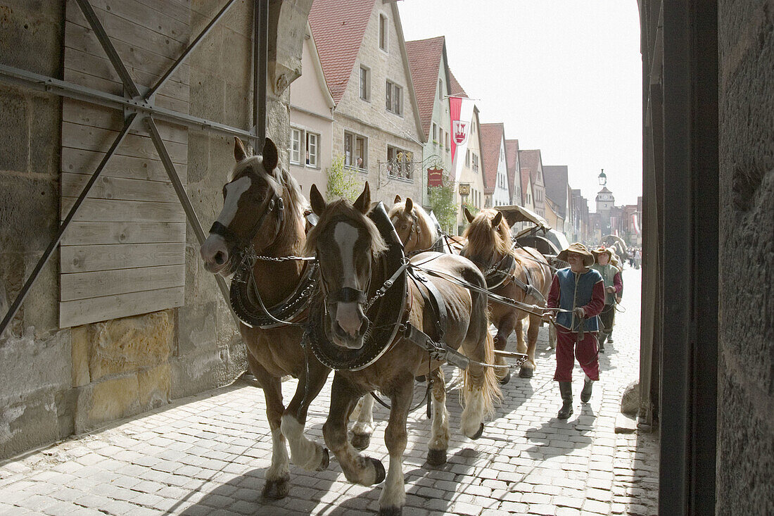 Historic procession in Rothenburg ob der Tauber. Mittelfranken, Bavaria. Germany