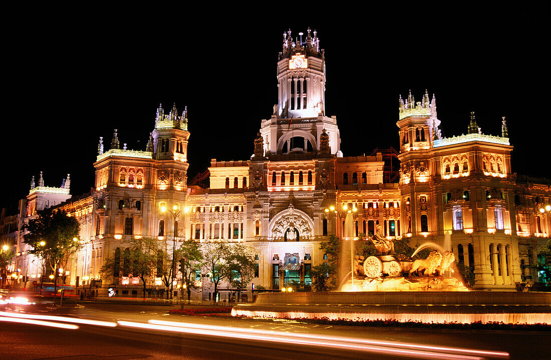 La Cibeles fountain and the Palacio de Comunicaciones. Madrid. Spain