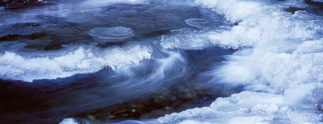 Ice on a brook near Zwiesel. Bavaria. Germany