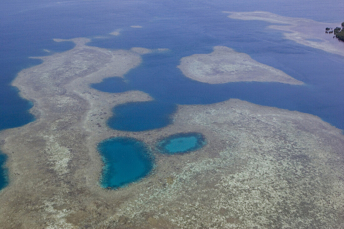 Aerial view of a coral reef, Pohnpei, Micronesia, Oceania