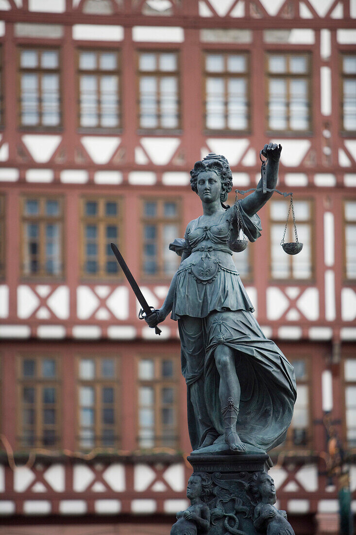 Fountain of Justice at Roemerberg, Frankfurt, Hesse, Germany