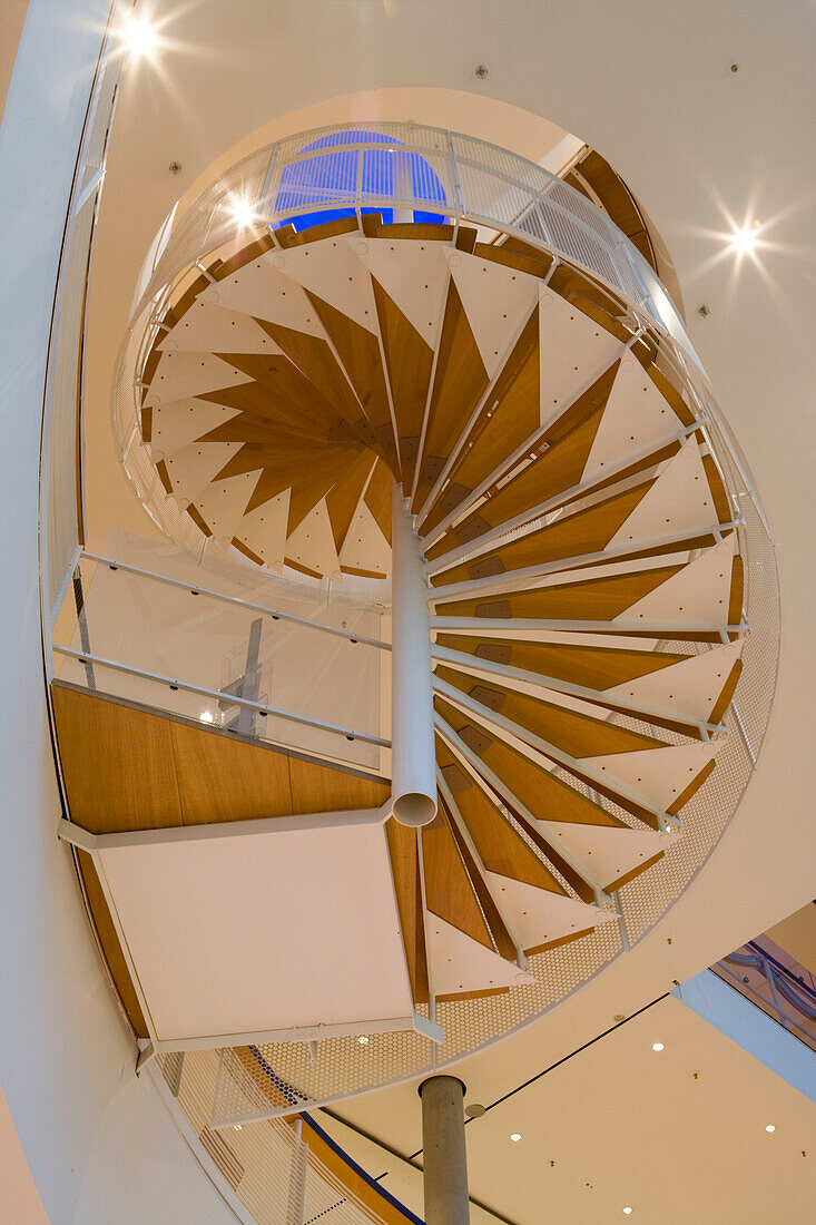 Spiral Staircase Architecture in Communication Museum, Museum fuer Kommunikation, Frankfurt, Hesse, Germany