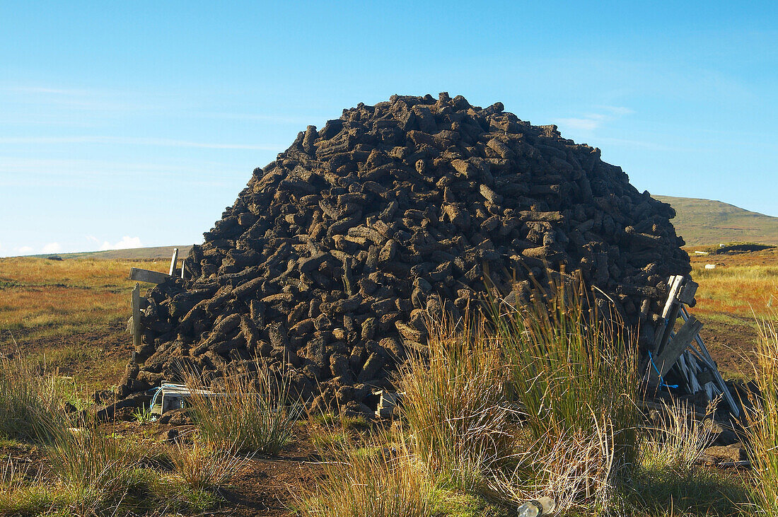 outdoor photo, peat-cutting near Carrick, Donegal Bay, County Donegal, Ireland, Europe