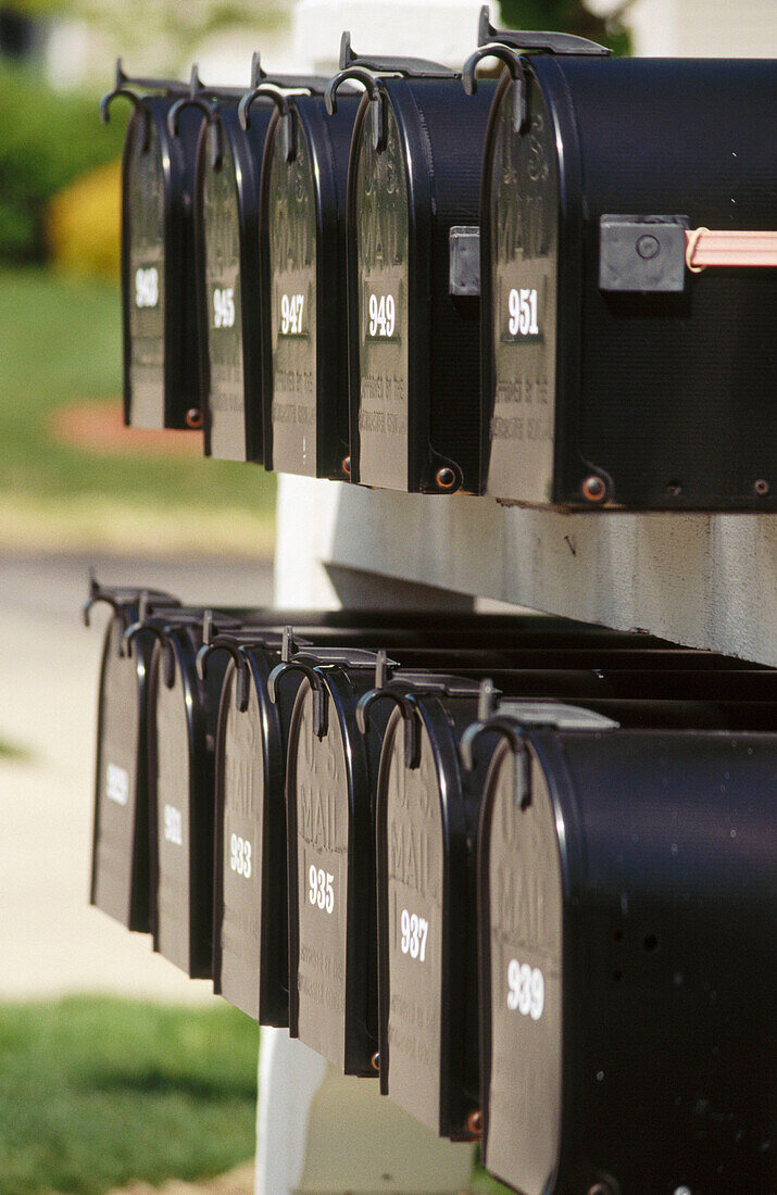 Black mailboxes. USA