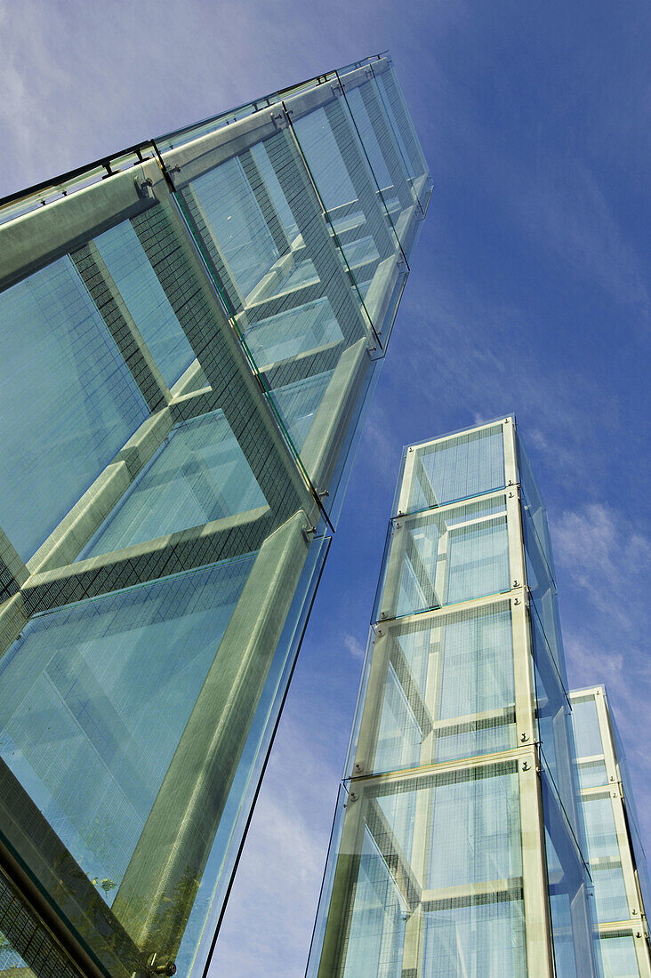 Massachusetts, Boston, New England Holocaust Memorial towers, six glass towers along Freedom Trail