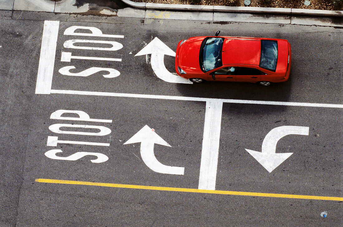 Car driving through intersection. Las Vegas. Nevada. USA.