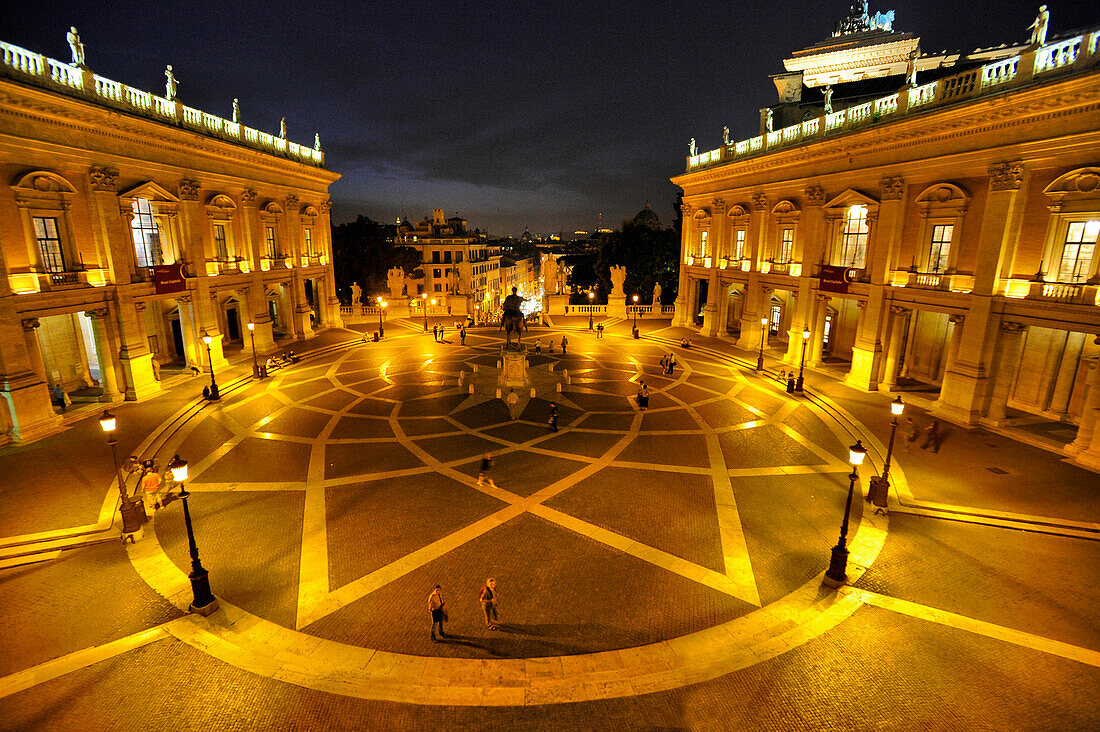 Kapitolsplatz im Abendlicht, Piazza Campidoglio, Rom, Latium, Italien