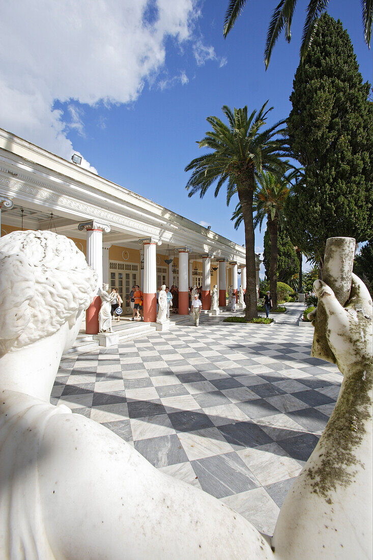 Corfu, statue at the atrium of Achilleion palace, Patio, Ionian Islands, Greece