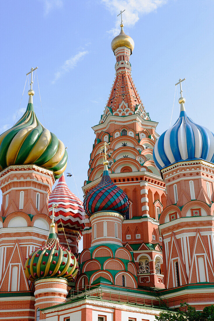 Cathedral of Saint Basil the Blessed, also known as Cathedral of Intercession of the Virgin on the Moat and Cathedral of the Protection of the Mother of God, Moscow, Russia