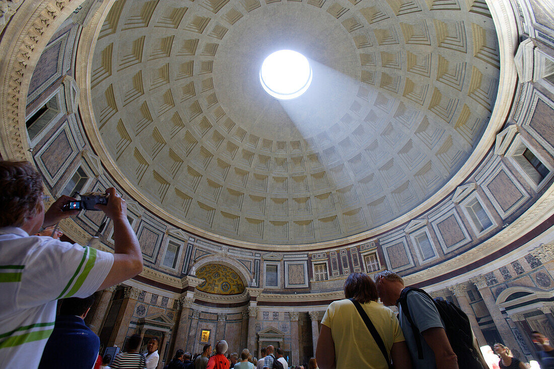 Tourists inside the Pantheon, Rome, Italy, Europe