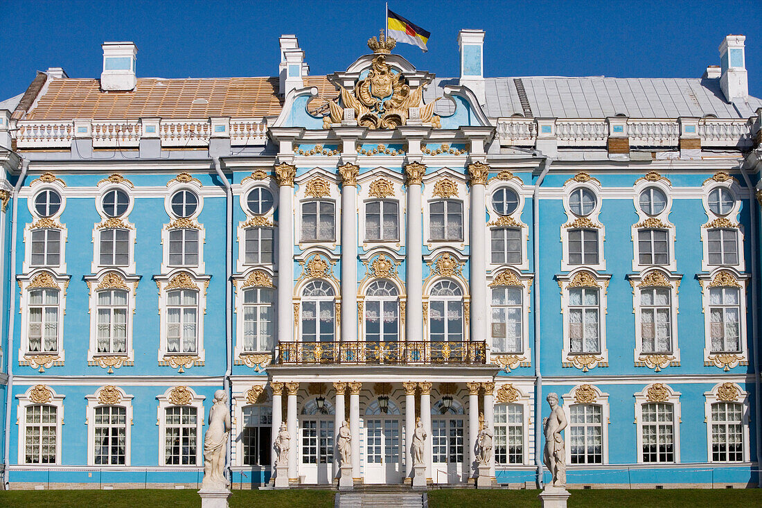 Katharinenpalast in Zarskoje Selo, auch Puschkin genannt, 25 km südöstlich von St. Petersburg, Russland