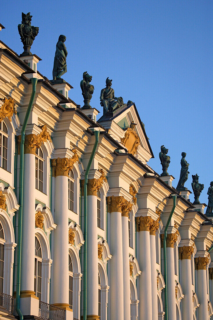 Riverside facade of the Hermitage in the Winter Palace, St. Petersburg, Russia