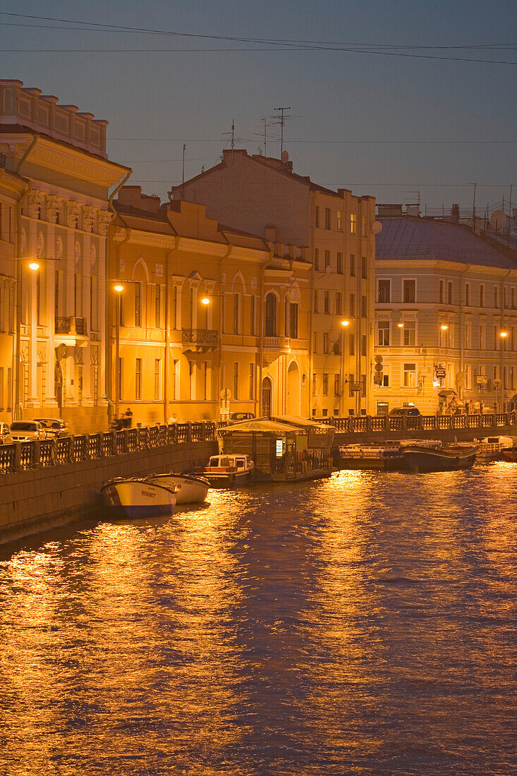 Palaces along the Moika river seen from the Bolschoi Konyushenny bridge, Saint Petersburg, Russia