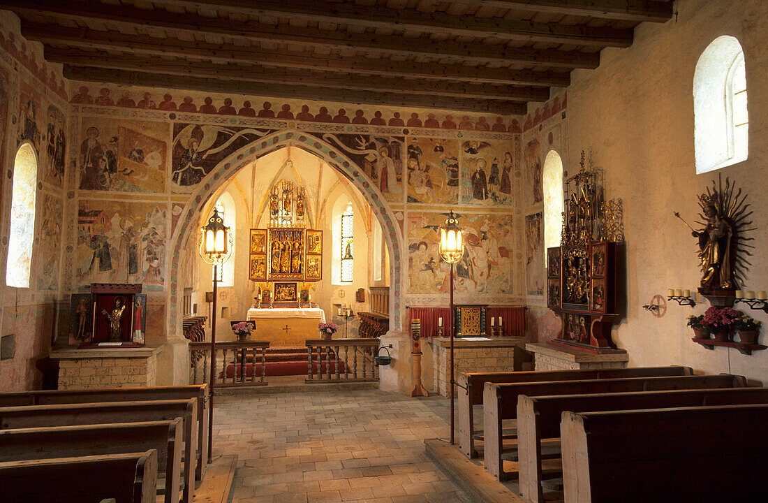 Interior view of chapel Streichenkapelle, Ettenhausen, Chiemgau range, Chiemgau, Upper Bavaria, Bavaria, Germany