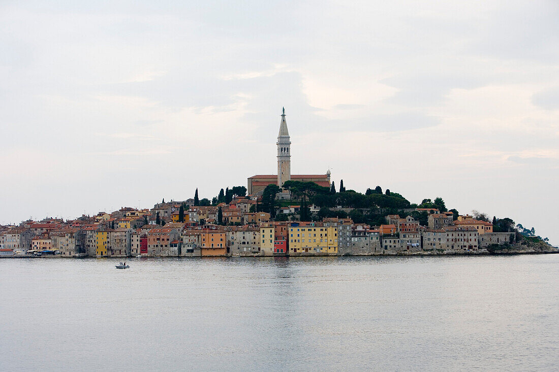 Rovinj Old Town with church of St Euphemia on Hilltop, Rovinj, Istria, Croatia