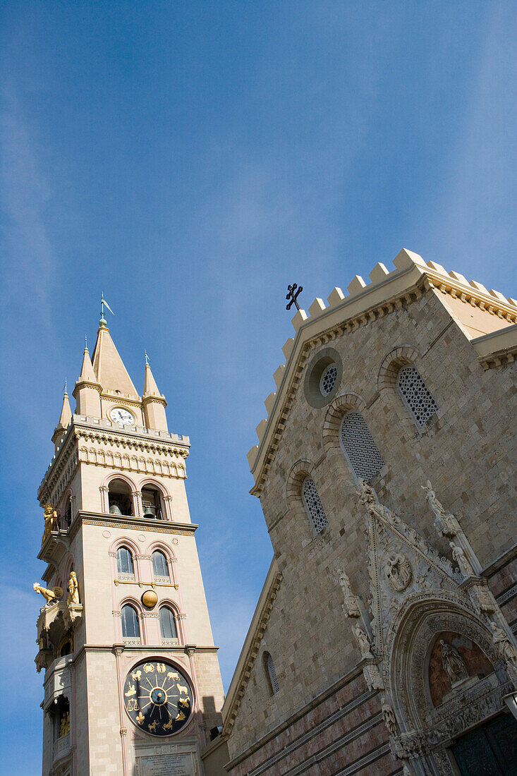 Cathedral of Messina, Maria Santissima Assunta Cathedral with Duomo Clock Tower, Messina, Sicily, Italy