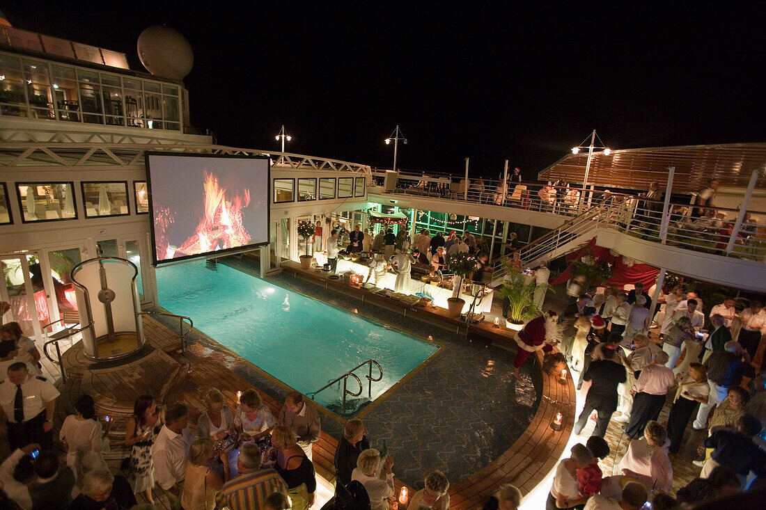 MS Europa Christmas Market on Pool Deck, Atlantic Ocean, Brazil, South America