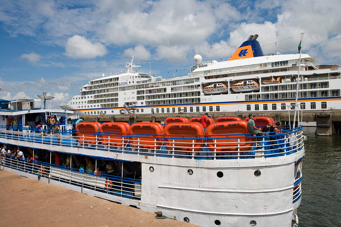 Amazon River Boat and MS Europa, Santarem, Para, Brazil, South America