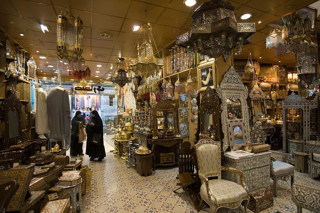 Damascene Furniture and Gifts at Souq al-Hamidiyya Covered Market, Damascus, Syria, Asia