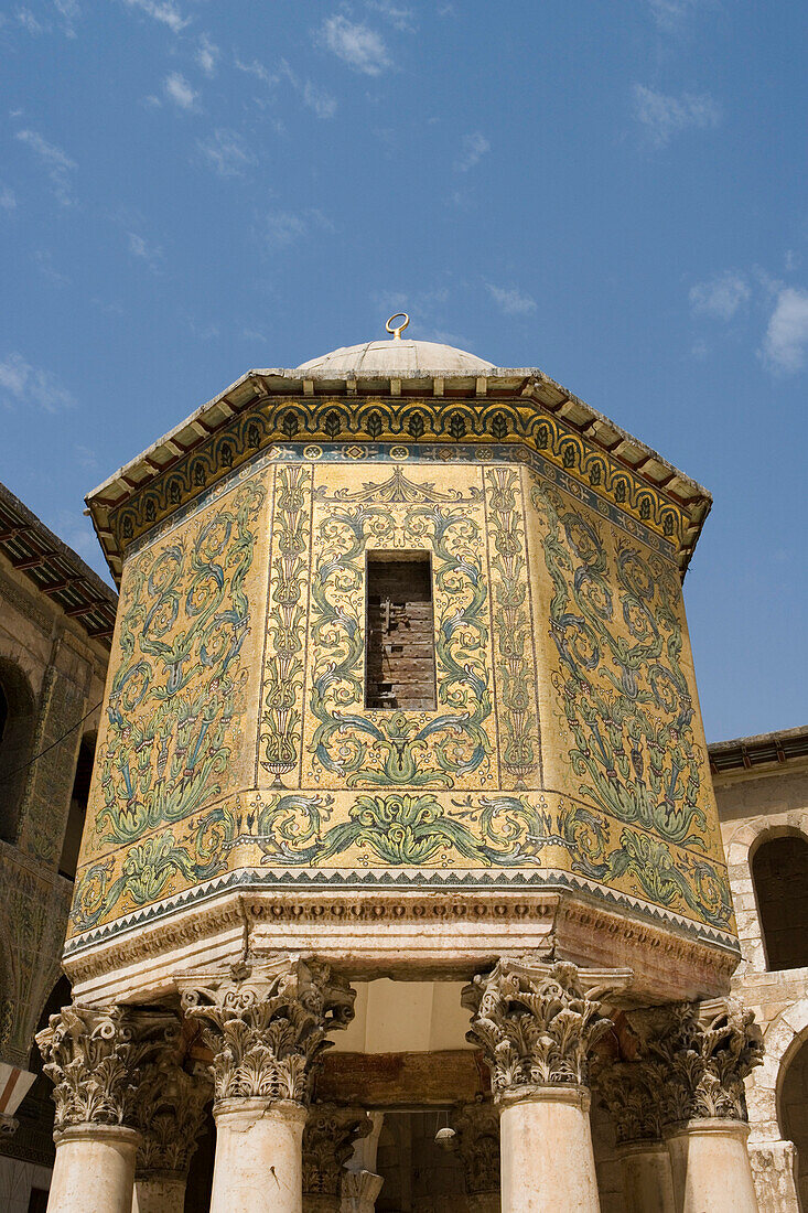 Verzierter Turm an der Umayadden Moschee, Damaskus, Syrien, Naher Osten, Asien