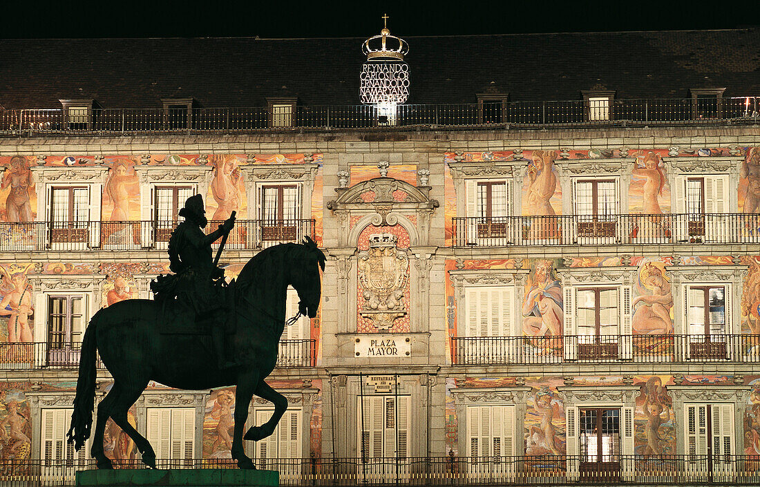 Felipe III statue at Plaza Mayor. Madrid. Spain