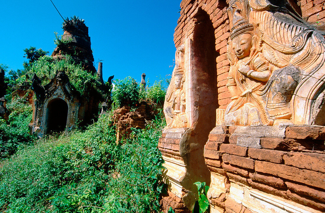 Ancient stupas. Indein archeological site. Inle lake. Shan state. Myanmar (Burma)