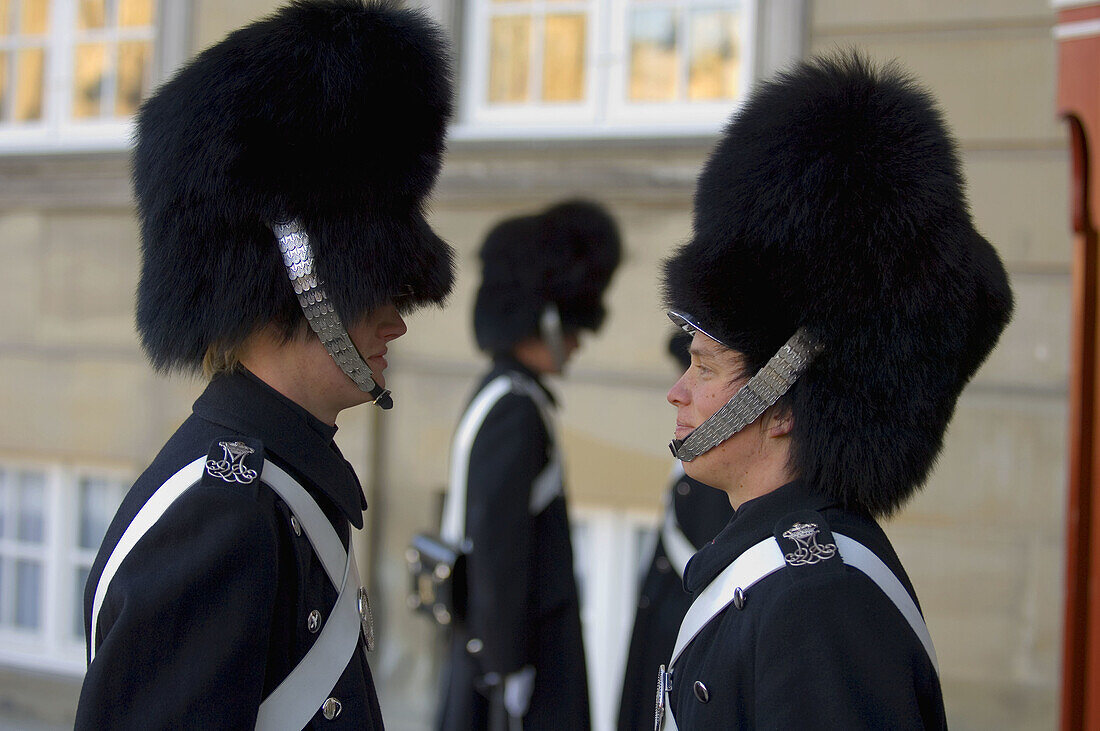 Changing of the guard. Amalienborg Palace. Copenhagen. Denmark.