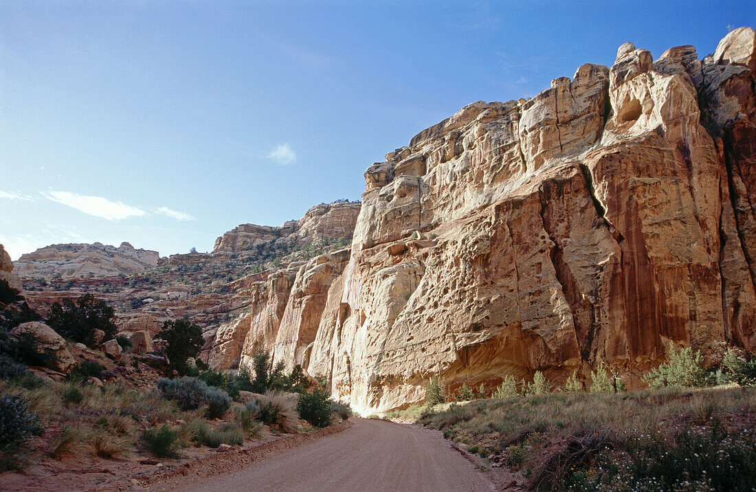 Road into Canyon. Capitol Gorge. Capitol Reef National Park. Utah. USA.